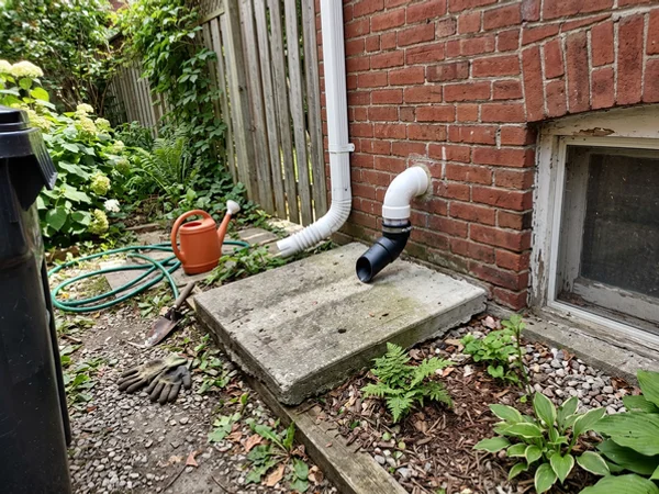 Freeze-protected exterior sump discharge